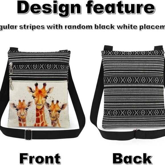 Giraffe Crossbody Bag Polyester Adjustable Strap Safari Women Travel Purse - Picture 7 of 7